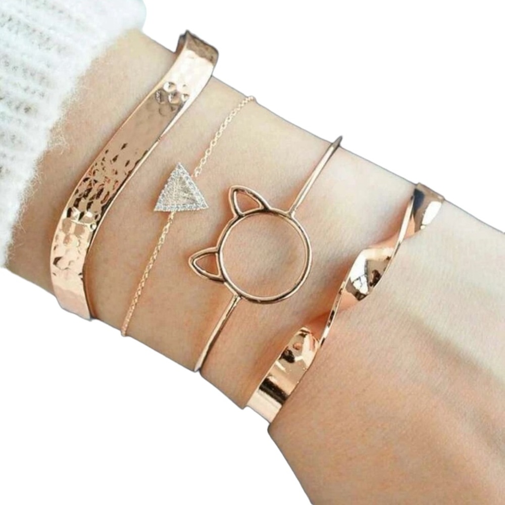 Gold Bangle 4 Piece Bracelet Set